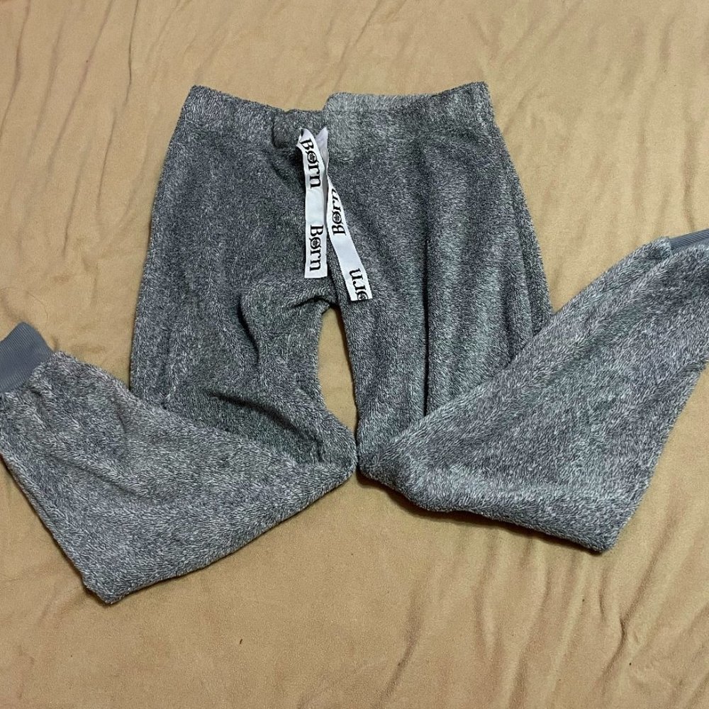 fuzzy grey pajama pants "BORN" BRAND